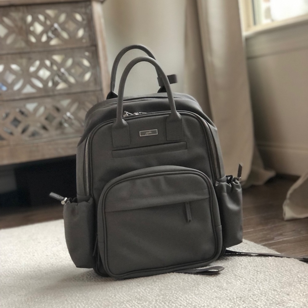 Jujube million pockets backpack diaper bag, vegan leather, grey